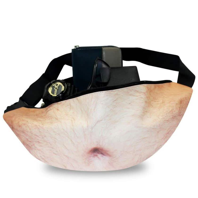 3D Beer Belly Waist Pocket Fanny Pack and Top Prank Gag Gift Travel Carry Pouch DailySale