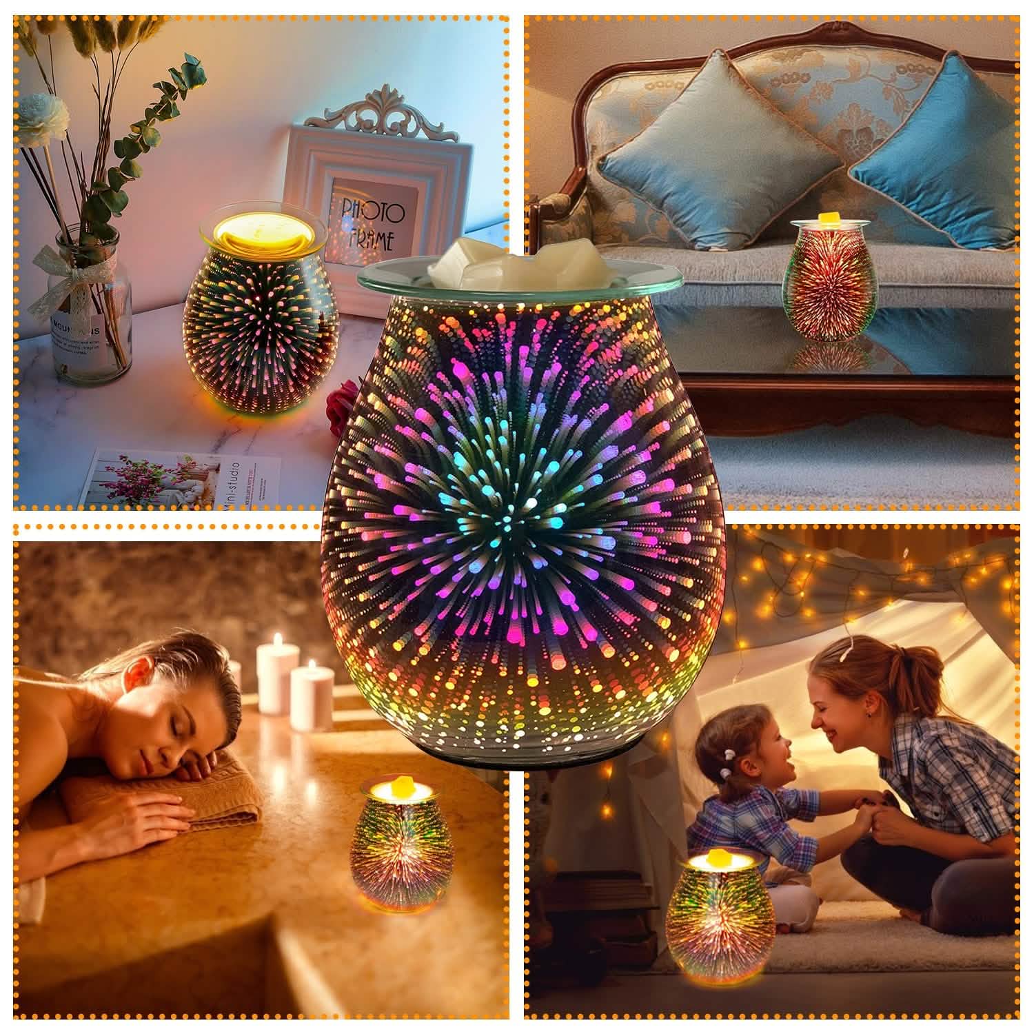 3D Fireworks Glass Wax Warmer Electric Wax Burner Night Lamp DailySale