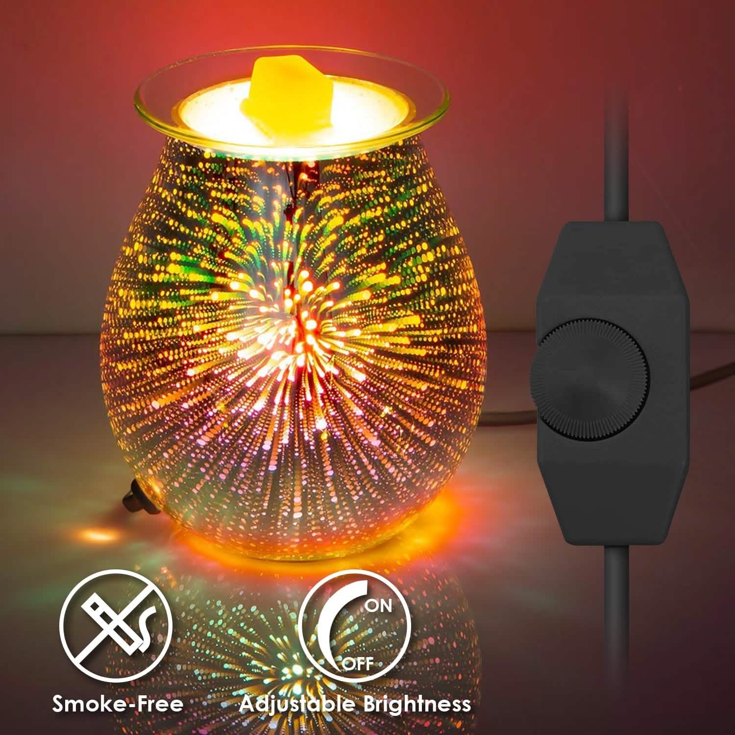 3D Fireworks Glass Wax Warmer Electric Wax Burner Night Lamp DailySale
