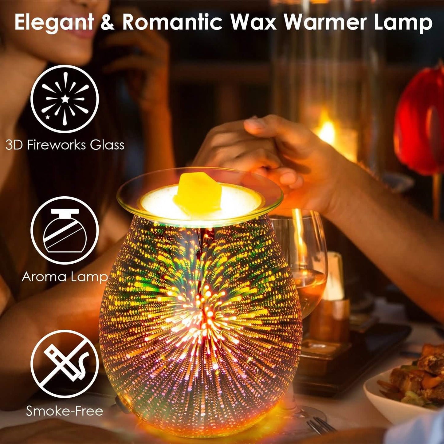 3D Fireworks Glass Wax Warmer Electric Wax Burner Night Lamp DailySale