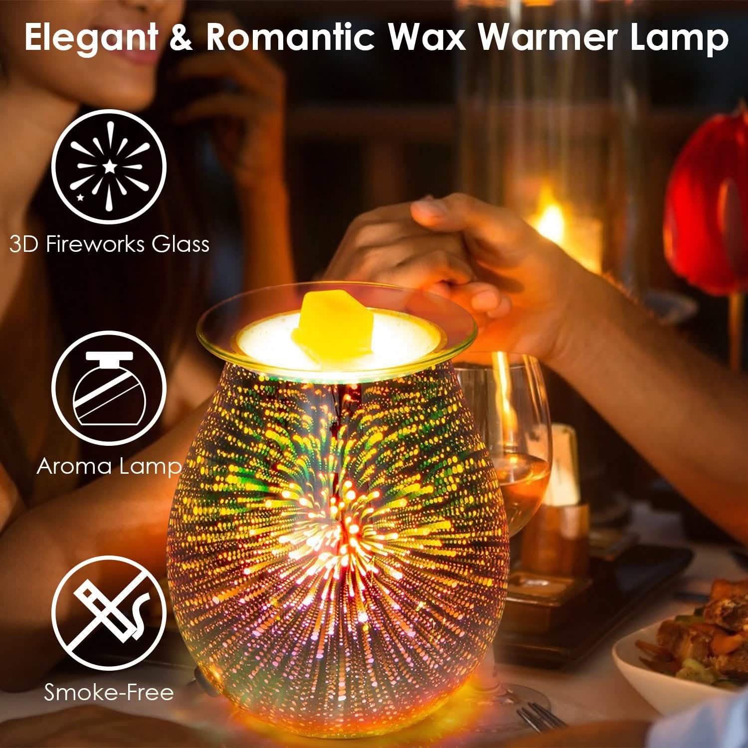 3D Fireworks Glass Wax Warmer Electric Wax Burner Night Lamp DailySale