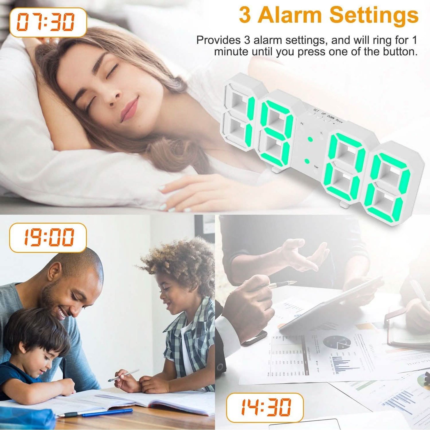 3D LED Digital Wall Clock DailySale