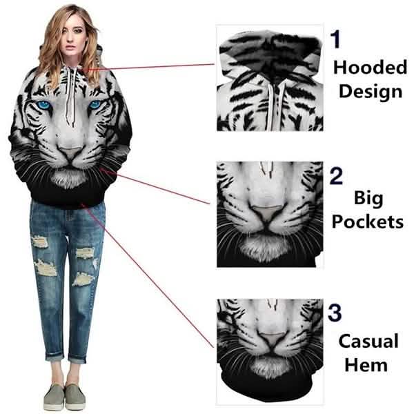 3D Tiger Print Unisex Sweatshirts DailySale
