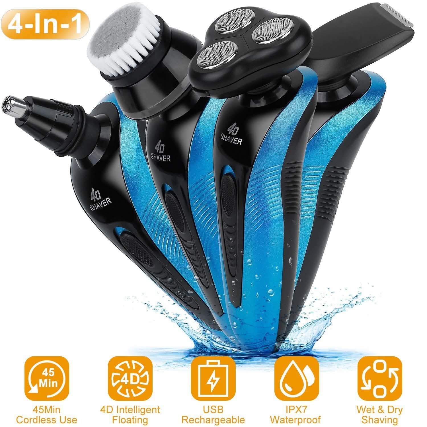 4-in-1 IPX7 Waterproof Beard Trimmer Cordless Razor for Men DailySale
