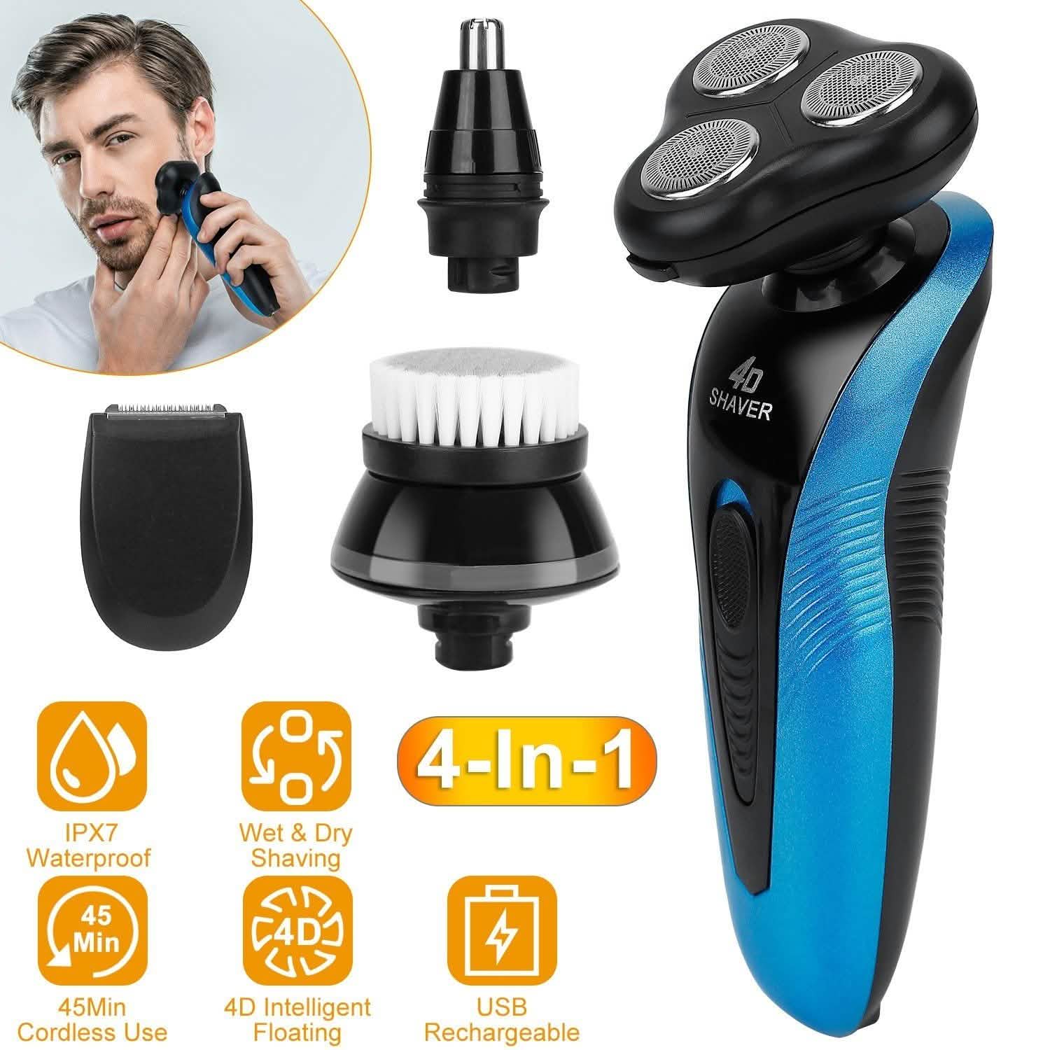 4-in-1 IPX7 Waterproof Beard Trimmer Cordless Razor for Men DailySale