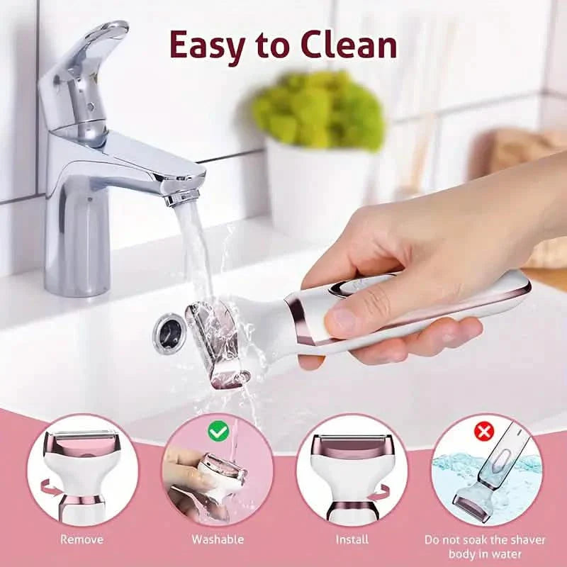 4-in-1 Silky-Smooth Electric Shaver for Women - Wet/Dry, USB Rechargeable & Portable for Full Body Use DailySale