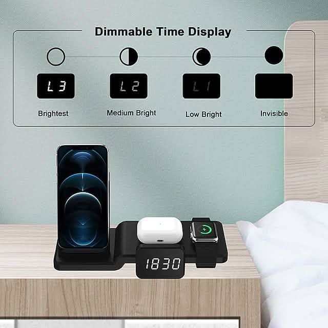 4-in-1 Wireless Charger with LED Digital Clock DailySale