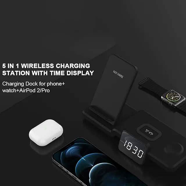 4-in-1 Wireless Charger with LED Digital Clock DailySale