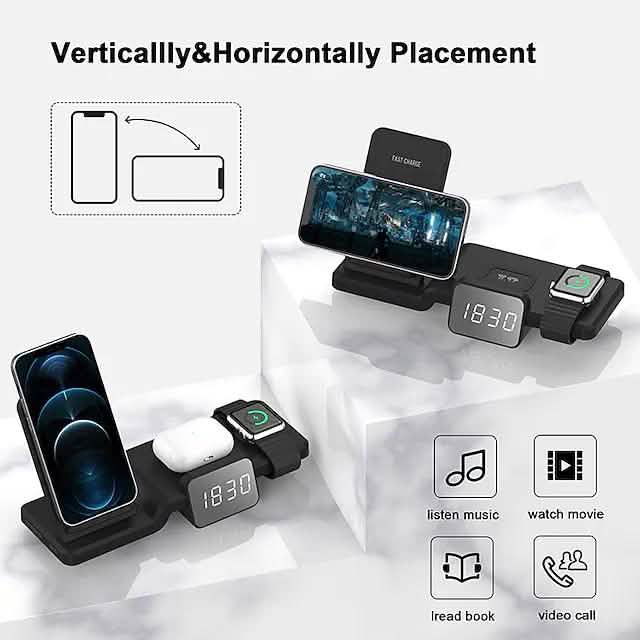 4-in-1 Wireless Charger with LED Digital Clock DailySale