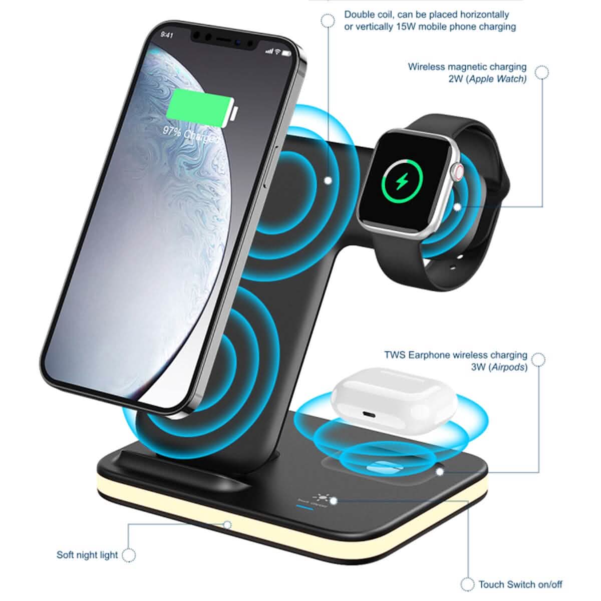 4-in-1 Wireless Charging Stand with Night Light DailySale
