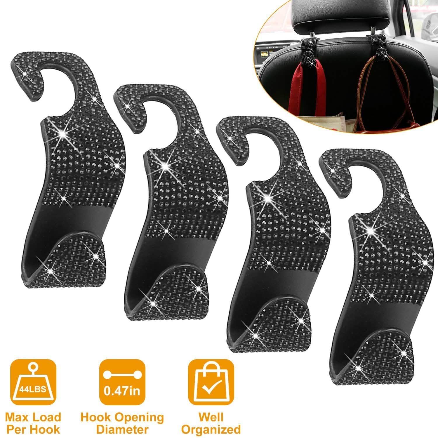4-Pack: Car Headrest Hooks Bling Rhinestones Back Seat Organizer Hanger Holder DailySale