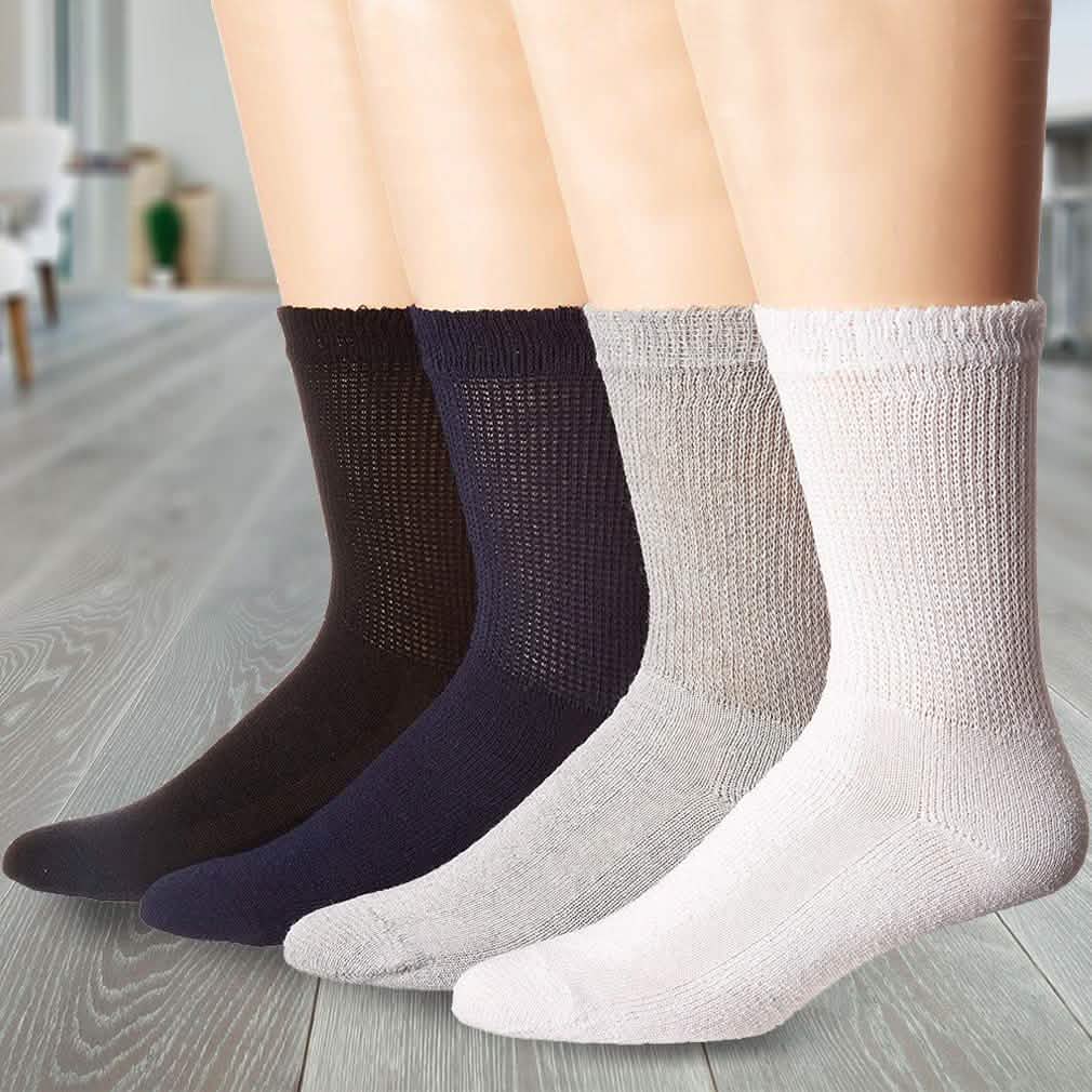 4-Pack: Comfortable Non-Binding Diabetic Crew Socks DailySale
