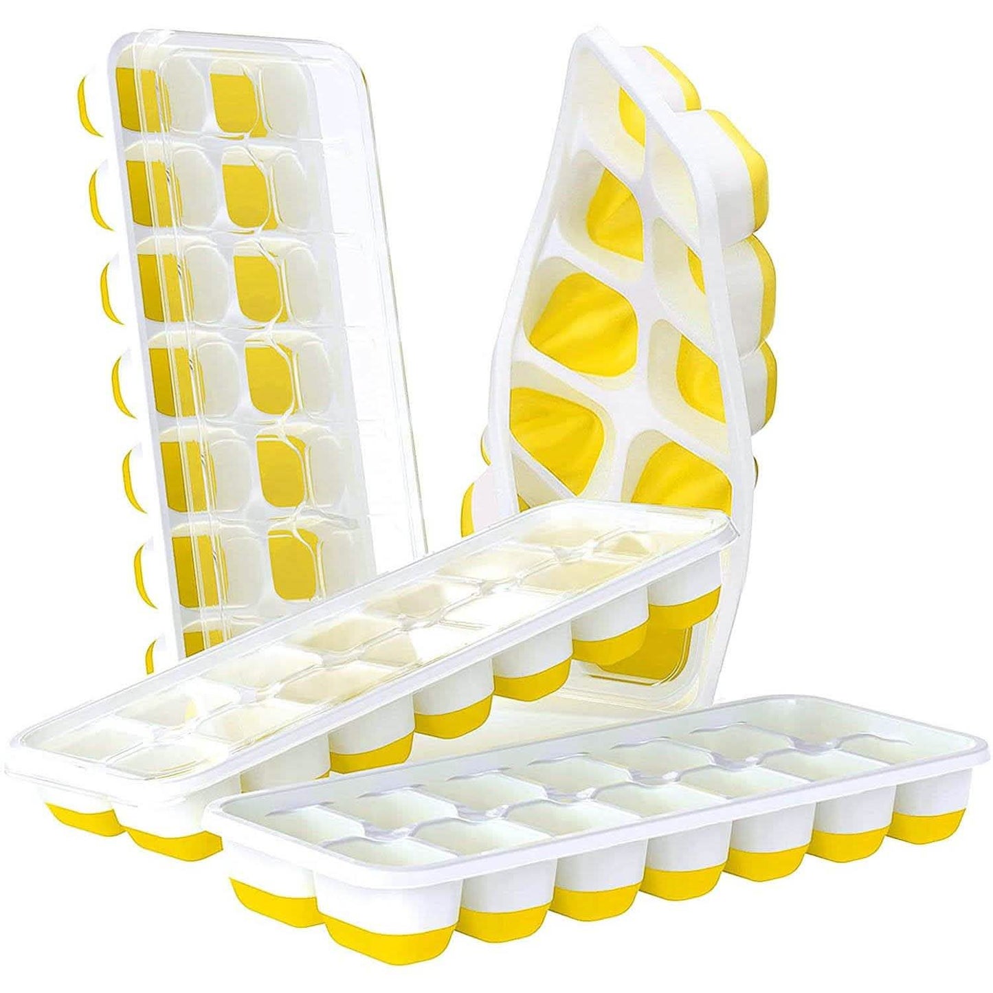 4-Pack: Easy-Release Silicone & Flexible 14-Ice Cube Trays with Spill-Resistant Removable Lid DailySale