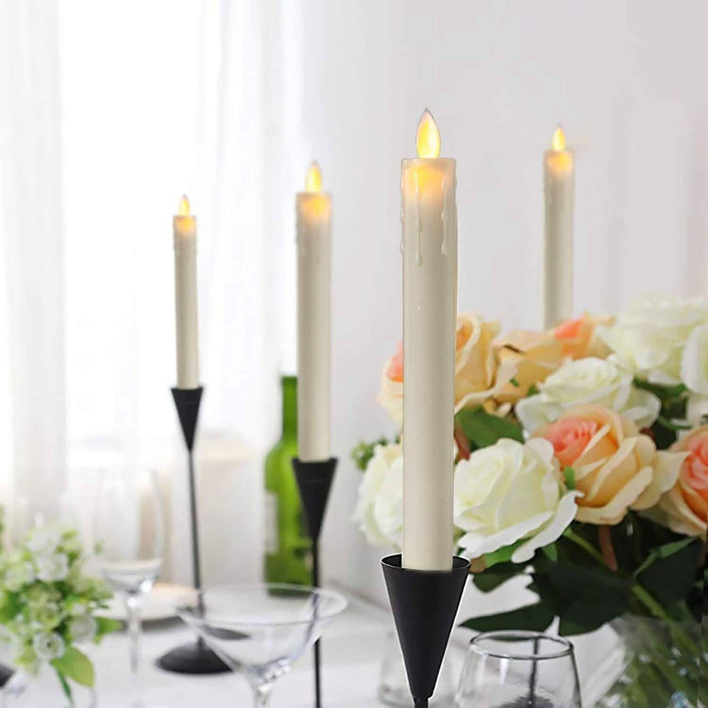 4-Pack: Elegant Glow Candle 9” Flameless Battery Taper DailySale