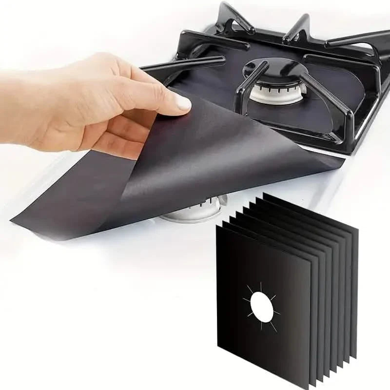 4-Pack: Gas Stove Burner Covers - Reusable Non-Stick PVC Stovetop Protector Liners DailySale