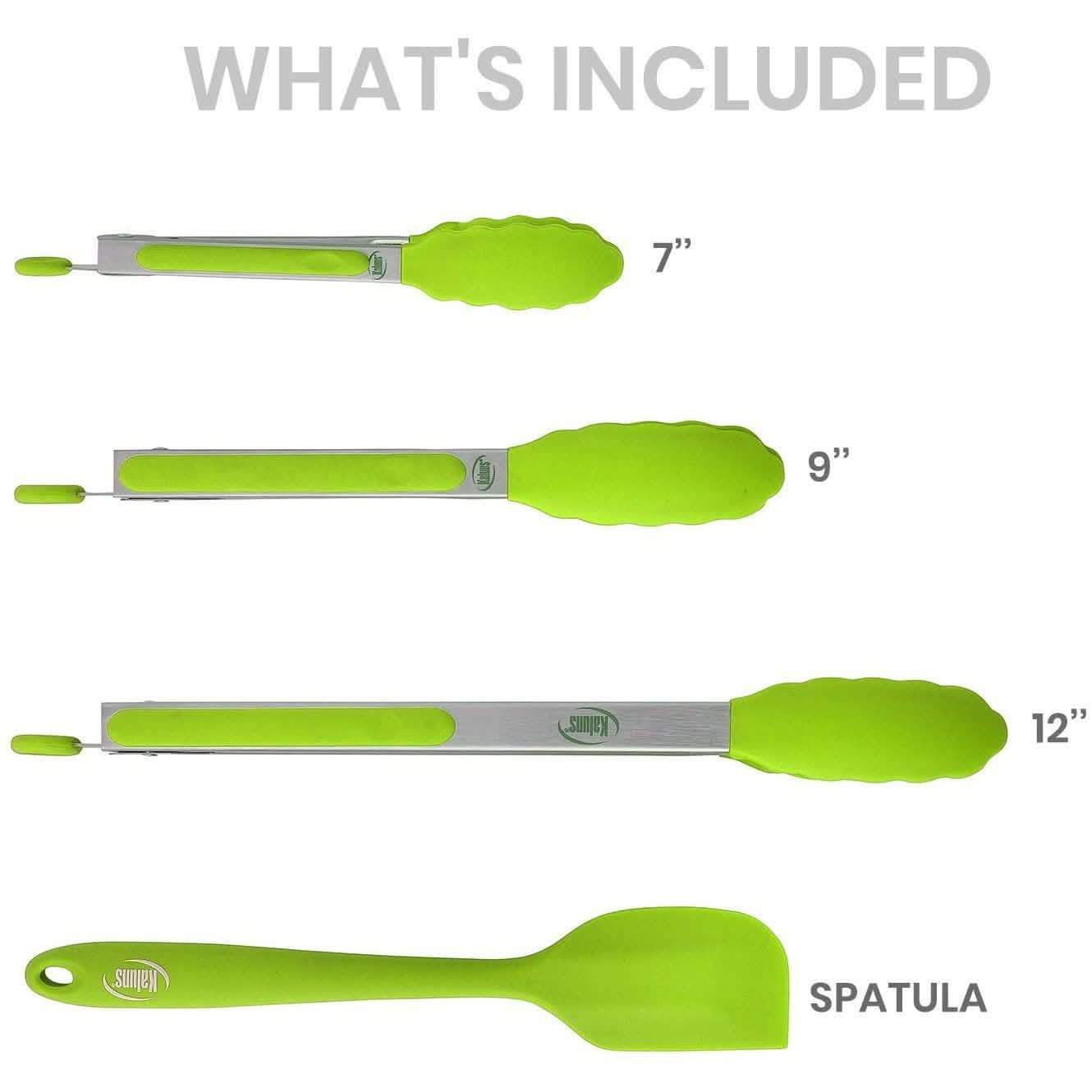 4-Pack: Kaluns Kitchen Tongs for Cooking with Silicone Spatula DailySale