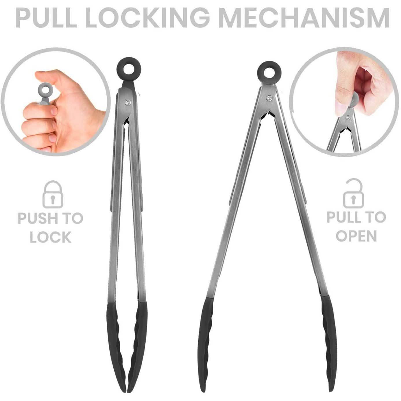4-Pack: Kaluns Kitchen Tongs for Cooking with Silicone Spatula DailySale