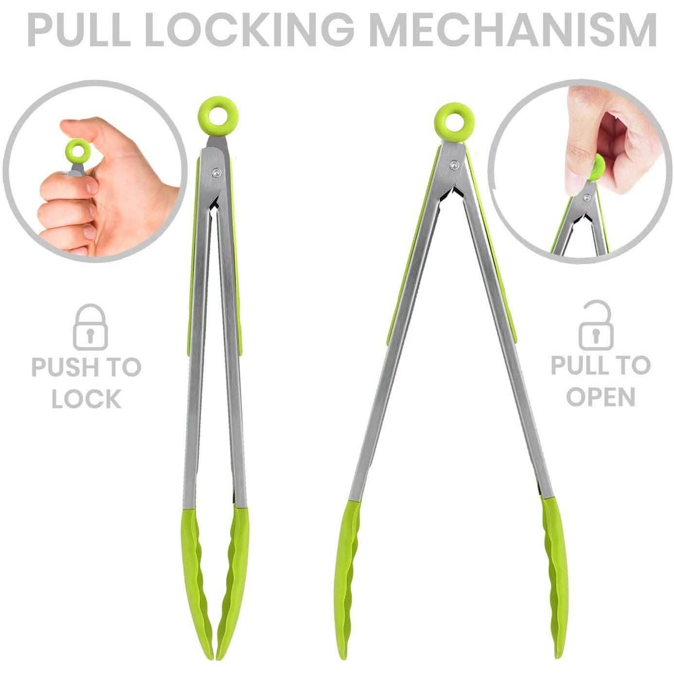 4-Pack: Kaluns Kitchen Tongs for Cooking with Silicone Spatula DailySale