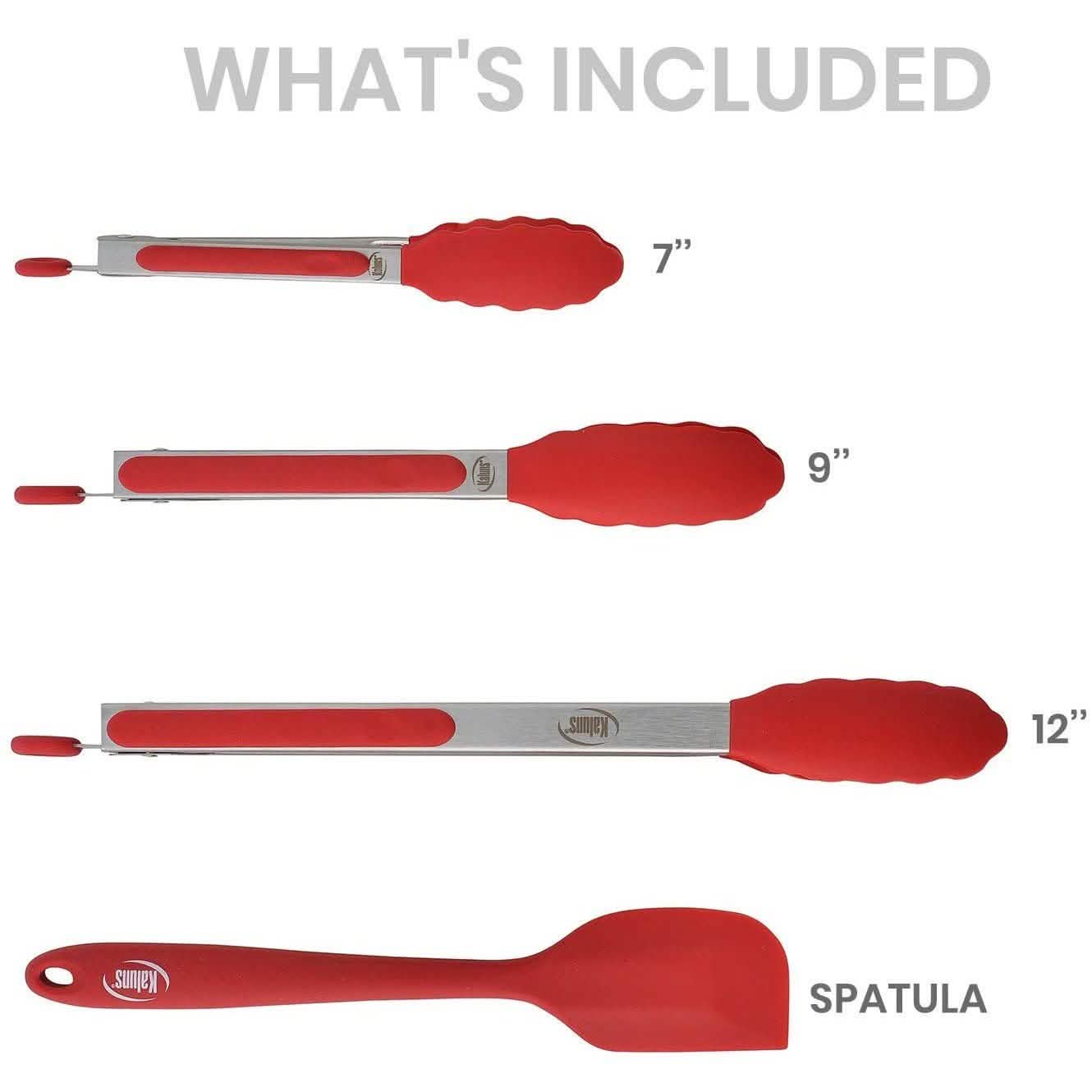 4-Pack: Kaluns Kitchen Tongs for Cooking with Silicone Spatula DailySale