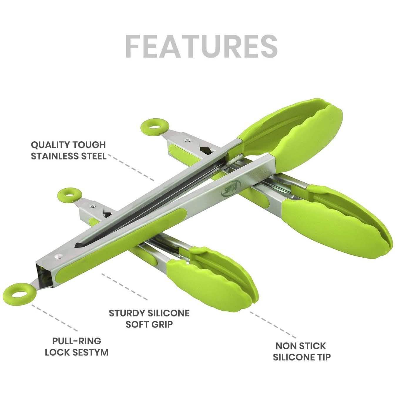 4-Pack: Kaluns Kitchen Tongs for Cooking with Silicone Spatula DailySale