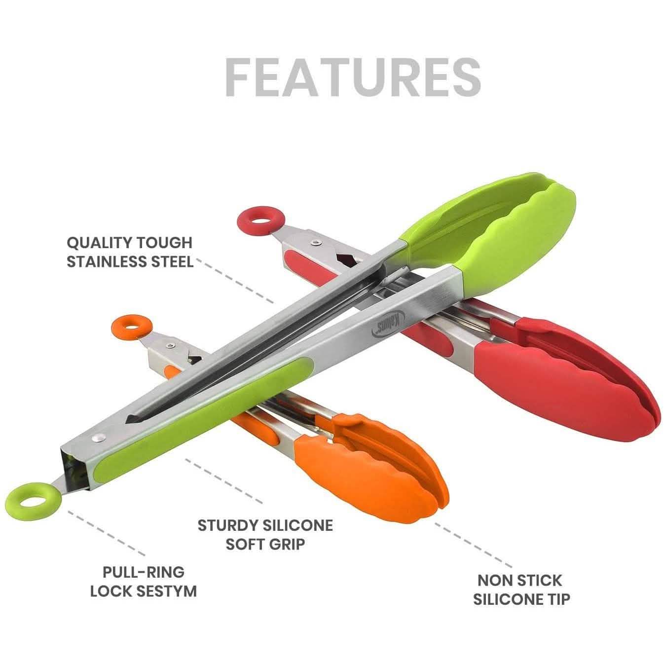 4-Pack: Kaluns Kitchen Tongs for Cooking with Silicone Spatula DailySale