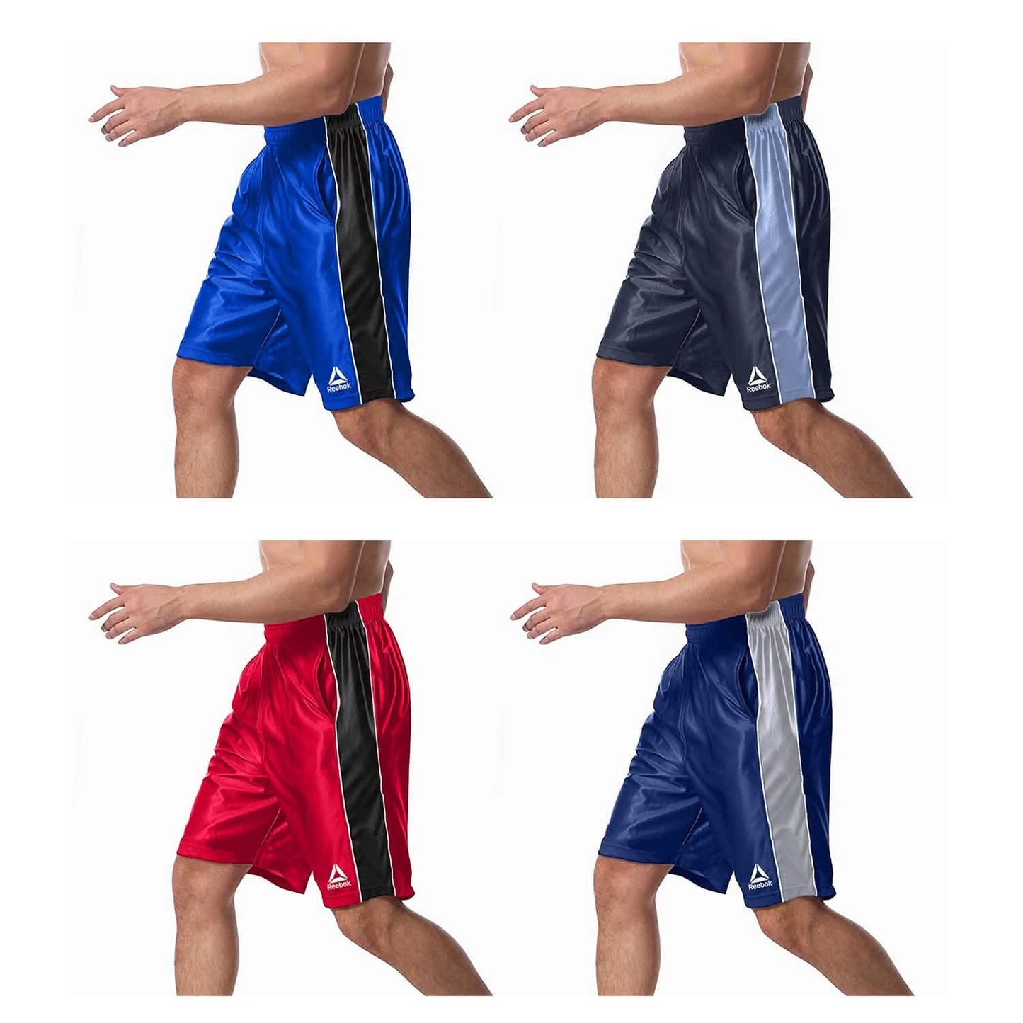 4-Pack: Reebok Men's Two Toned Athletic Performance Dazzle Shorts With Pockets DailySale