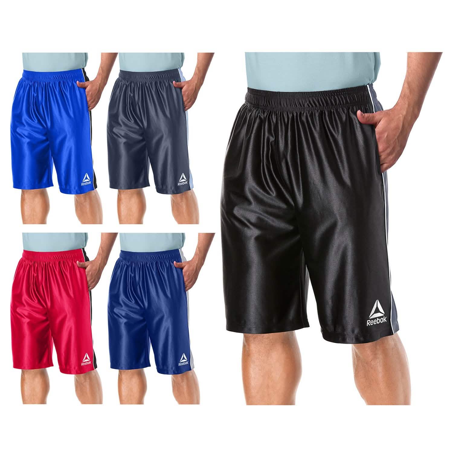 4-Pack: Reebok Men's Two Toned Athletic Performance Dazzle Shorts With Pockets DailySale