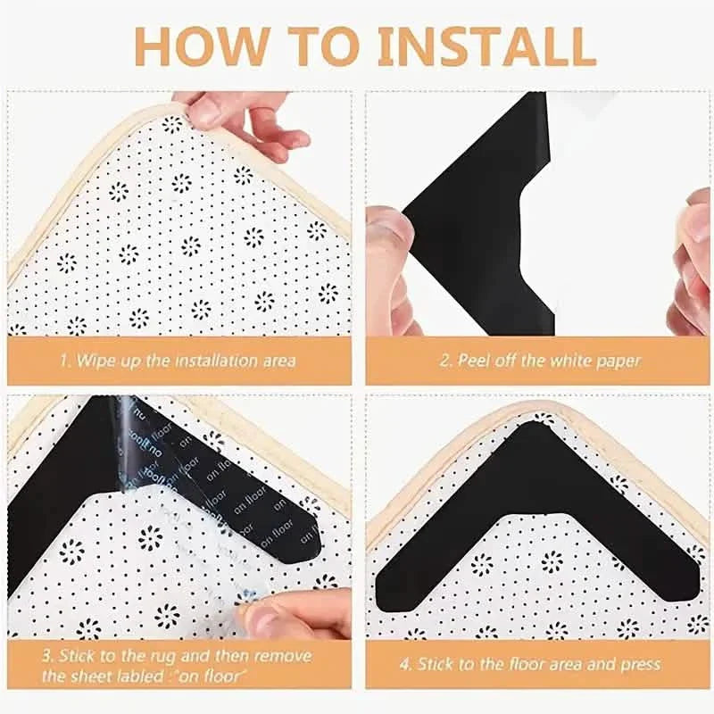 4-Pack: Reusable Non-Slip Carpet Rug Stickers DailySale
