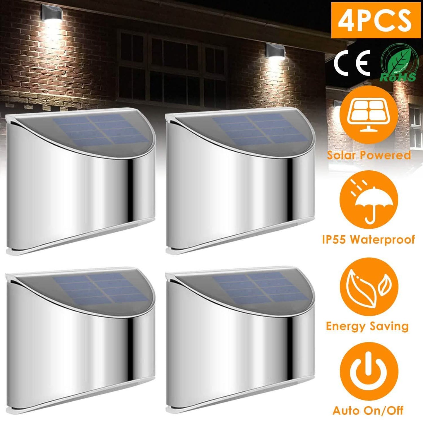 4-Pack: Solar Powered Deck Lights DailySale