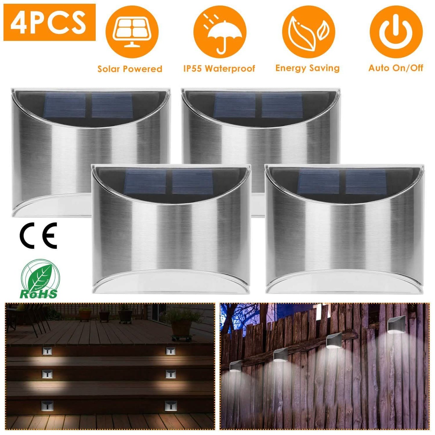 4-Pack: Solar Powered Deck Lights DailySale