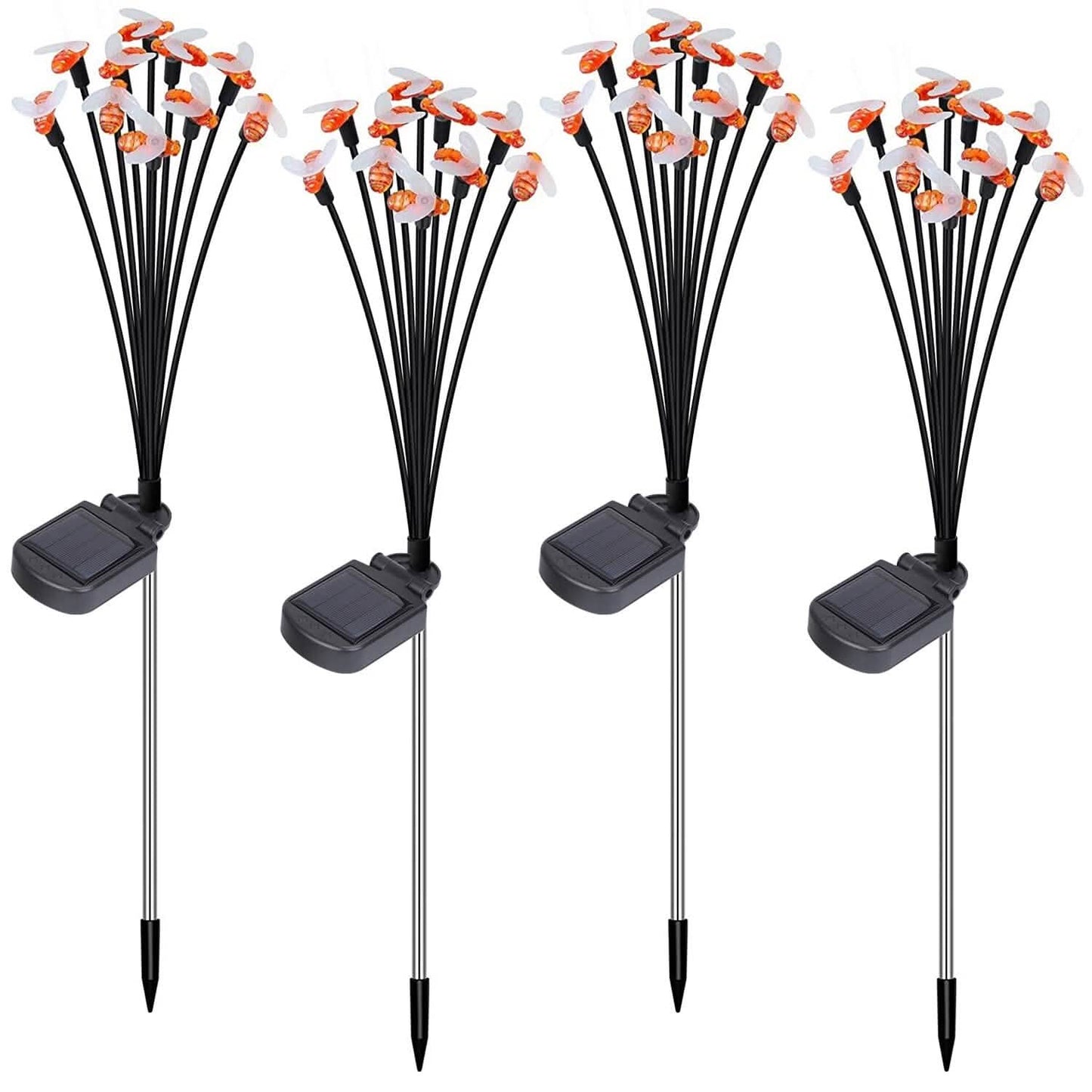 4-Pack: Solar Powered Stake Bee Light 2 Lighting Mode Lifelike Firefly DailySale