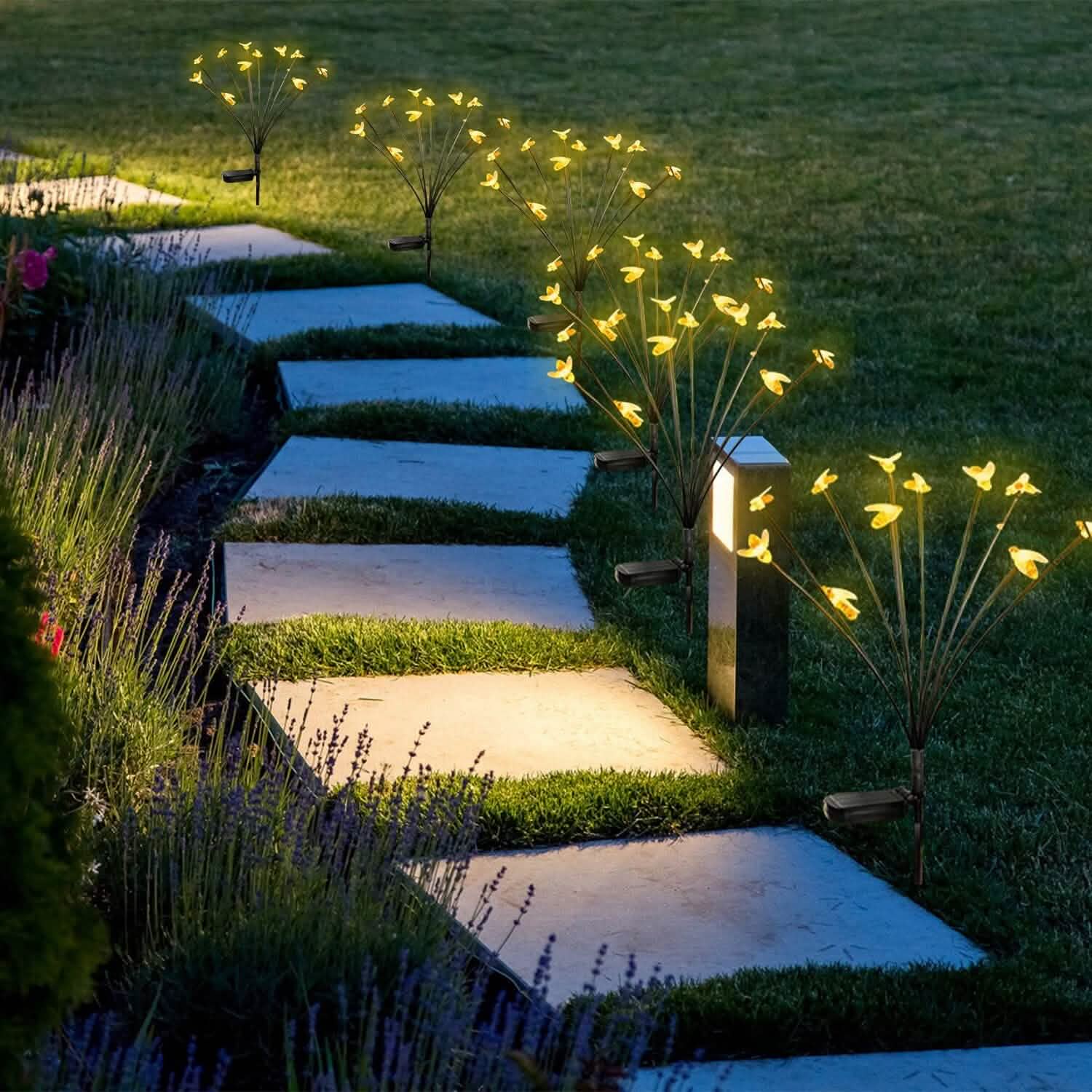 4-Pack: Solar Powered Stake Bee Light 2 Lighting Mode Lifelike Firefly DailySale