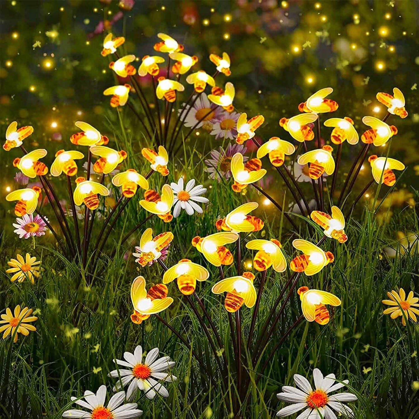 4-Pack: Solar Powered Stake Bee Light 2 Lighting Mode Lifelike Firefly DailySale