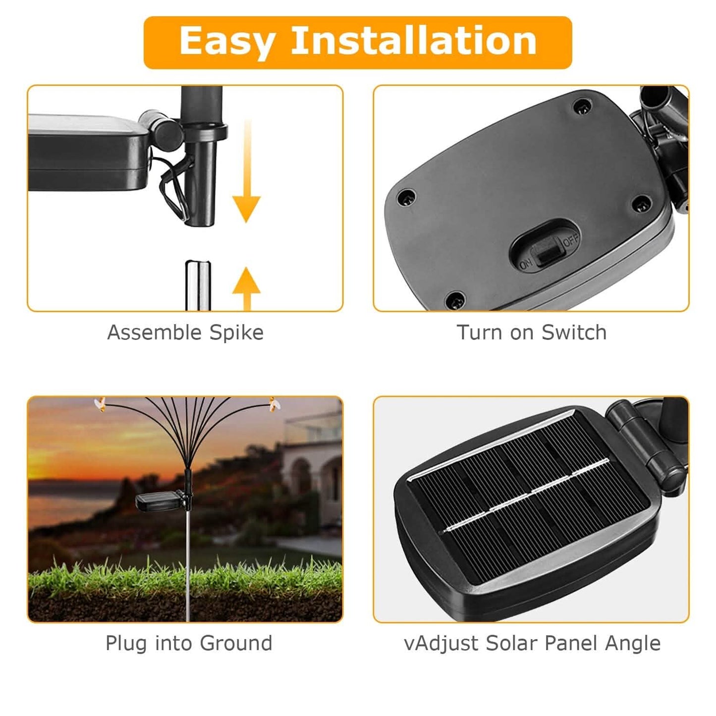 4-Pack: Solar Powered Stake Bee Light 2 Lighting Mode Lifelike Firefly DailySale