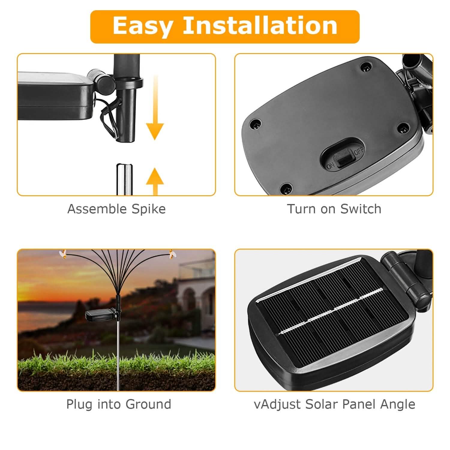 4-Pack: Solar Powered Stake Bee Light 2 Lighting Mode Lifelike Firefly DailySale
