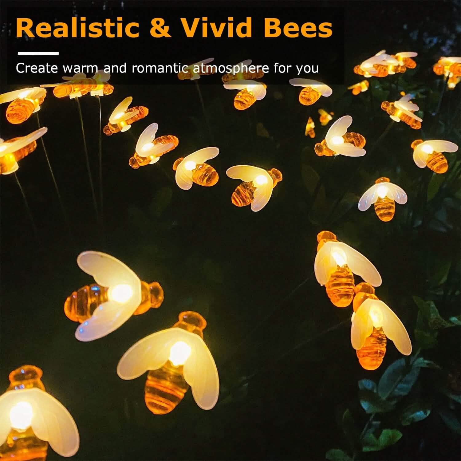 4-Pack: Solar Powered Stake Bee Light 2 Lighting Mode Lifelike Firefly DailySale