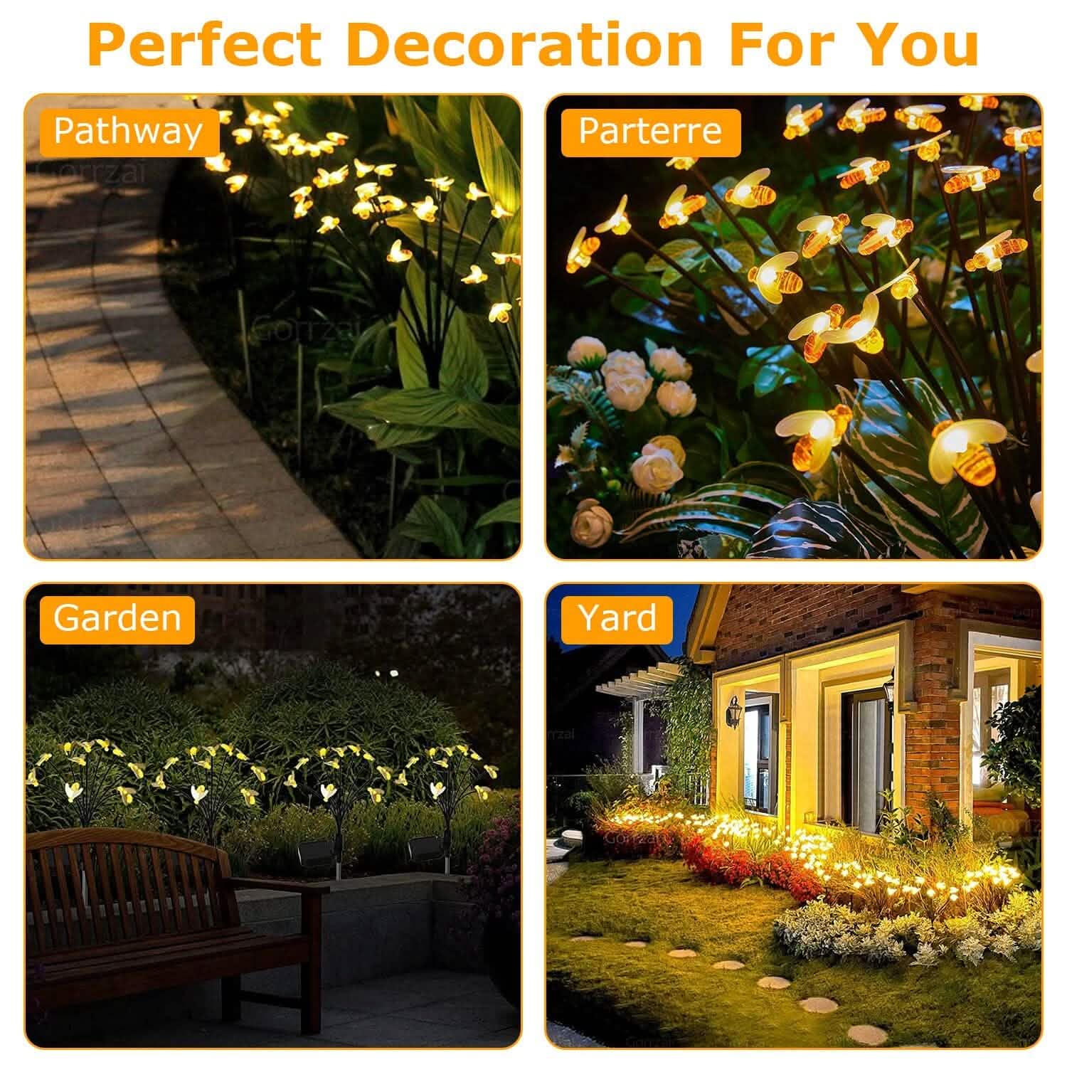 4-Pack: Solar Powered Stake Bee Light 2 Lighting Mode Lifelike Firefly DailySale