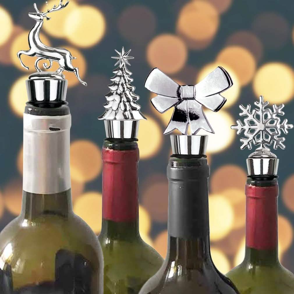 4-Pack:  Stainless Steel Christmas Fun Wine and Beverage Bottle Stopper DailySale