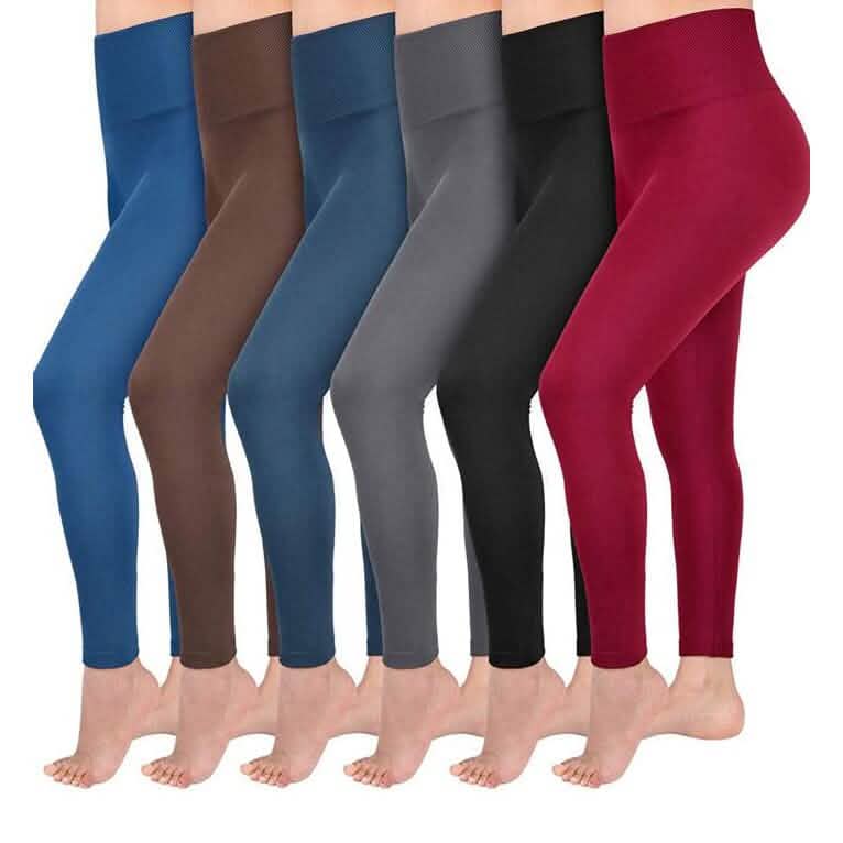 4-Pack: Women’s Fleece Lined Leggings High Waist (One Size) DailySale
