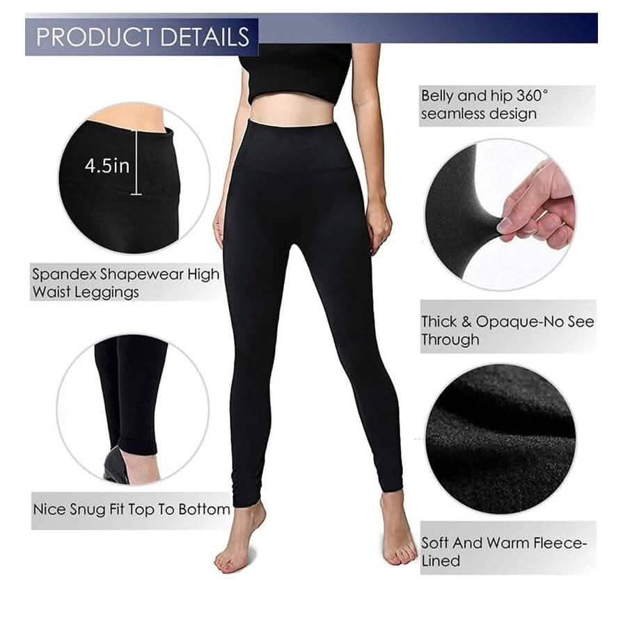 4-Pack: Women’s Fleece Lined Leggings High Waist (One Size) DailySale