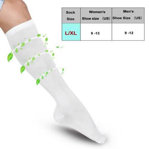 4-Pairs: White L/XL Compression Socks Running Sports Graduated Travel DailySale