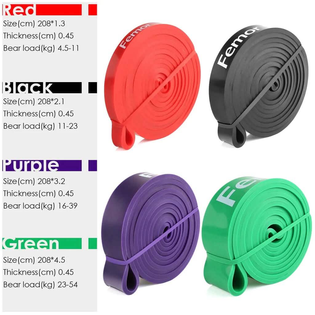 4-Piece: Exercise Bands Latex Resistance elastic Band -Pull Up Assist Bands Fitness DailySale