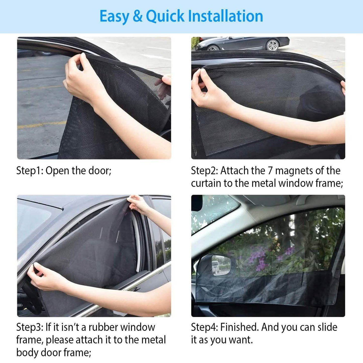 4-Piece: Front Rear Car Window Magnet Covers DailySale