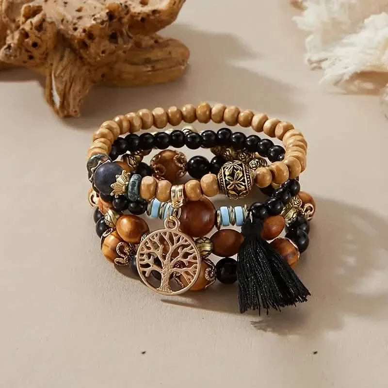 4-Piece Set: Creative Bohemian Bracelet, Layered Beaded Stretchable Bracelet DailySale
