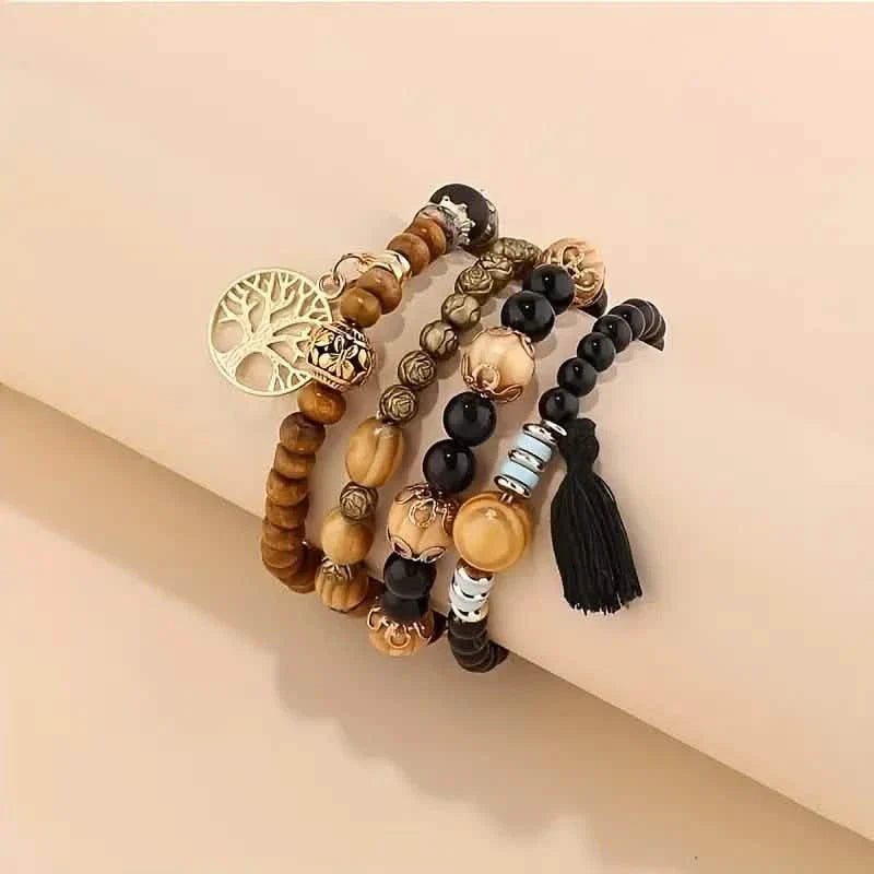 4-Piece Set: Creative Bohemian Bracelet, Layered Beaded Stretchable Bracelet DailySale