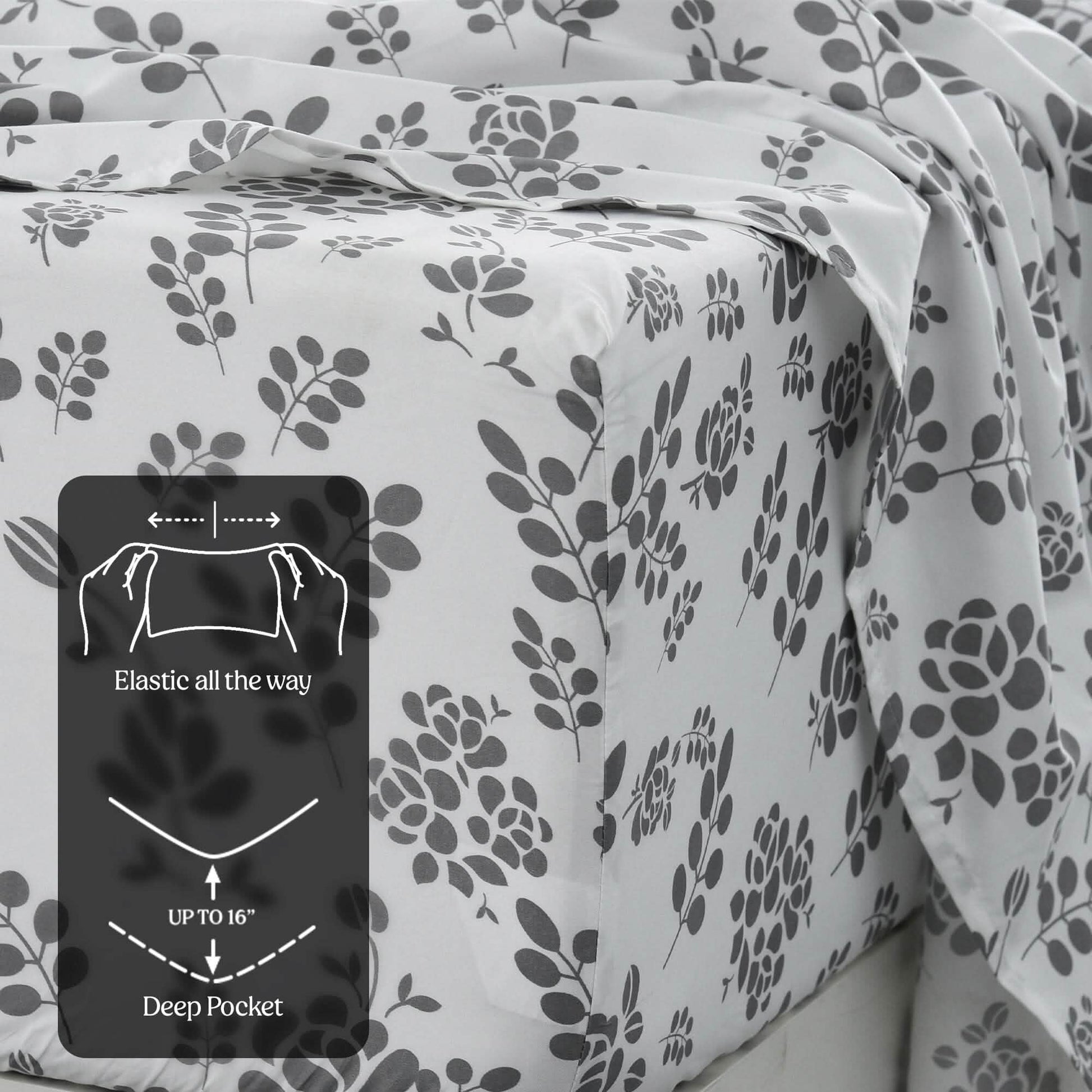 4-Piece Set: Floral Sheets Set Hypoallergenic Microfiber Ultra Soft Bed Sheets DailySale