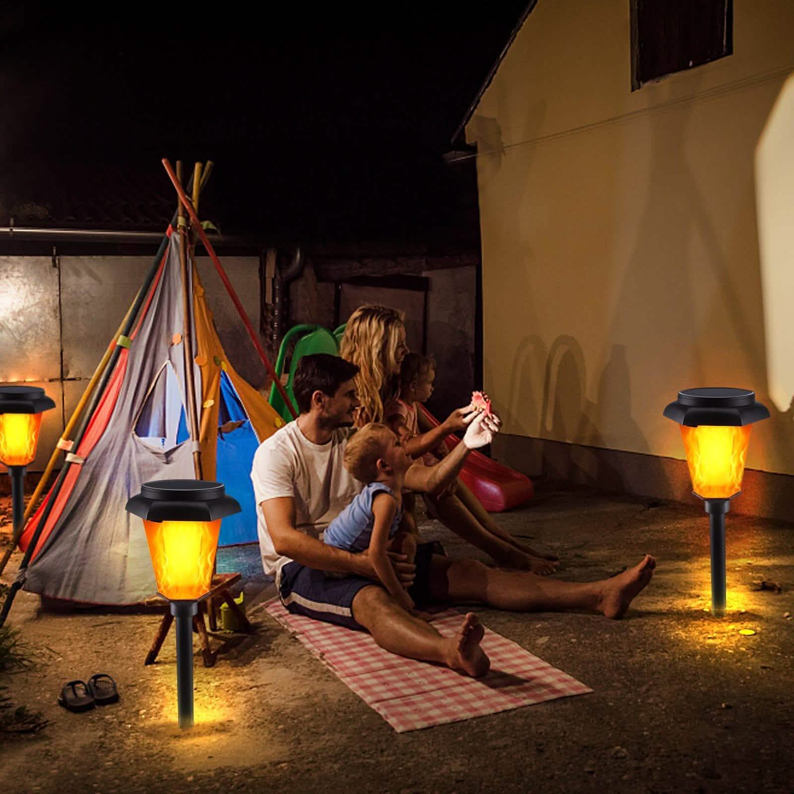 4-Piece: Solar Torch Outdoor Light with Flickering Flame DailySale
