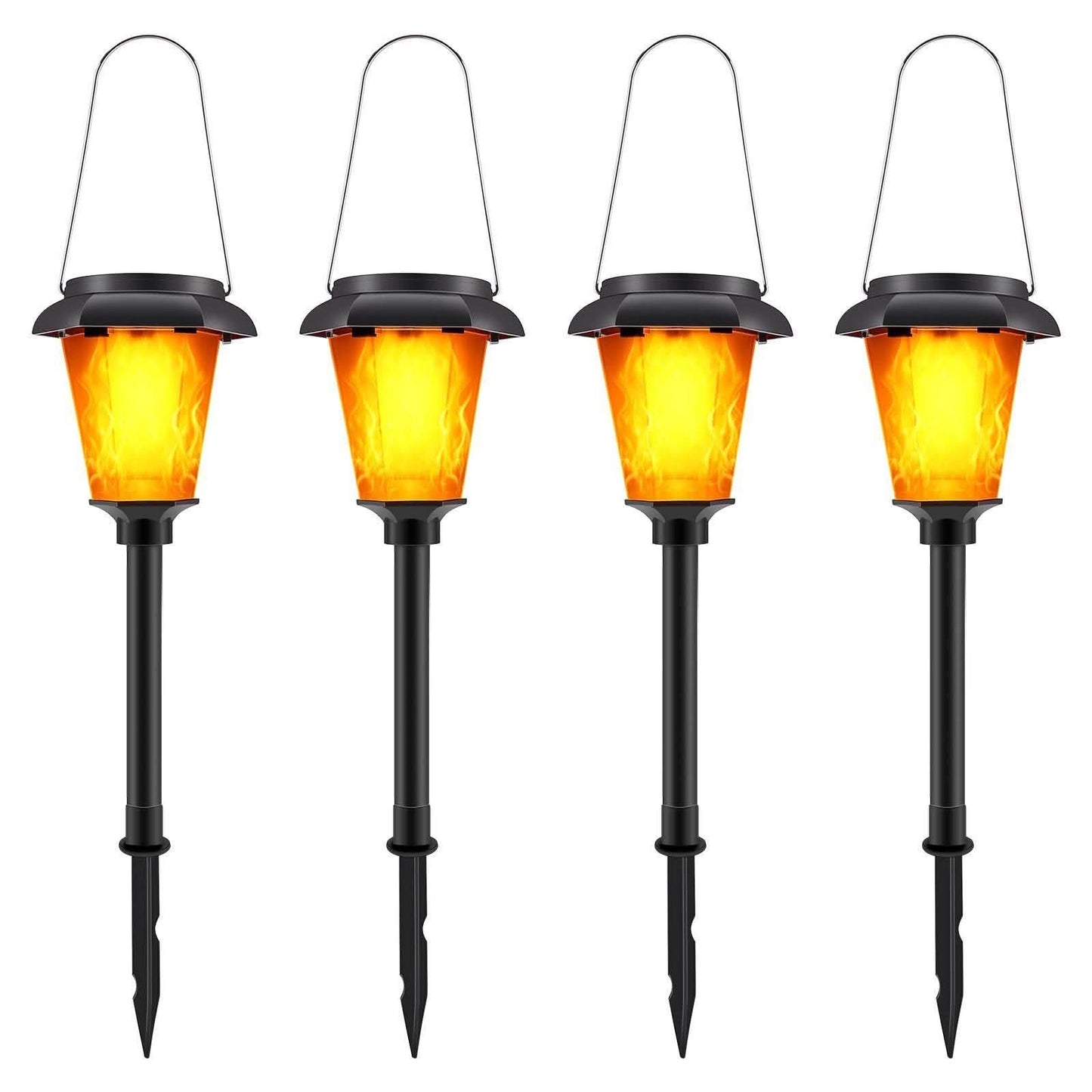 4-Piece: Solar Torch Outdoor Light with Flickering Flame DailySale
