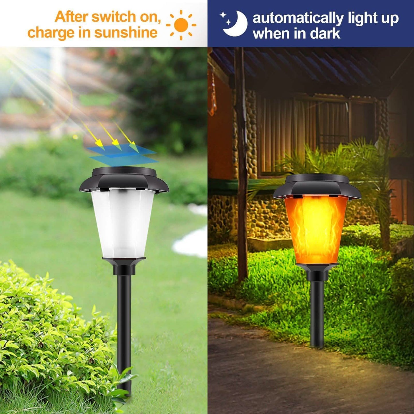4-Piece: Solar Torch Outdoor Light with Flickering Flame DailySale