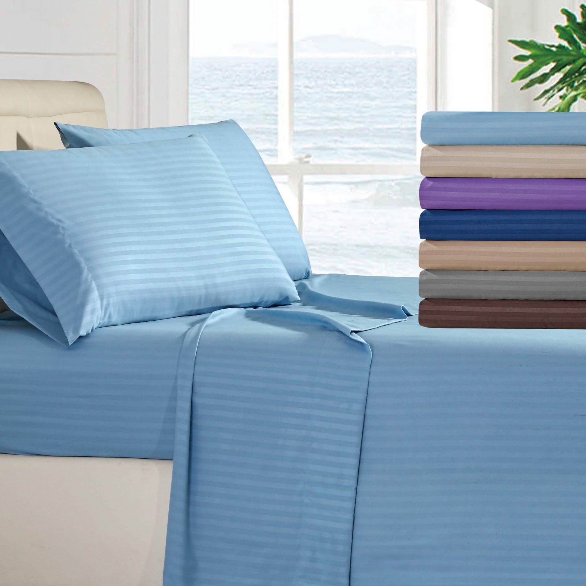 4-Piece: Stripe Smooth Textured Bedding Sheet Set DailySale